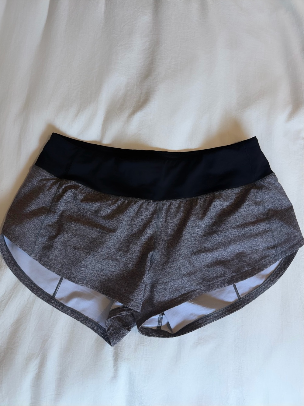 lululemon athletica Gray Athletic Shorts with Black Waistband